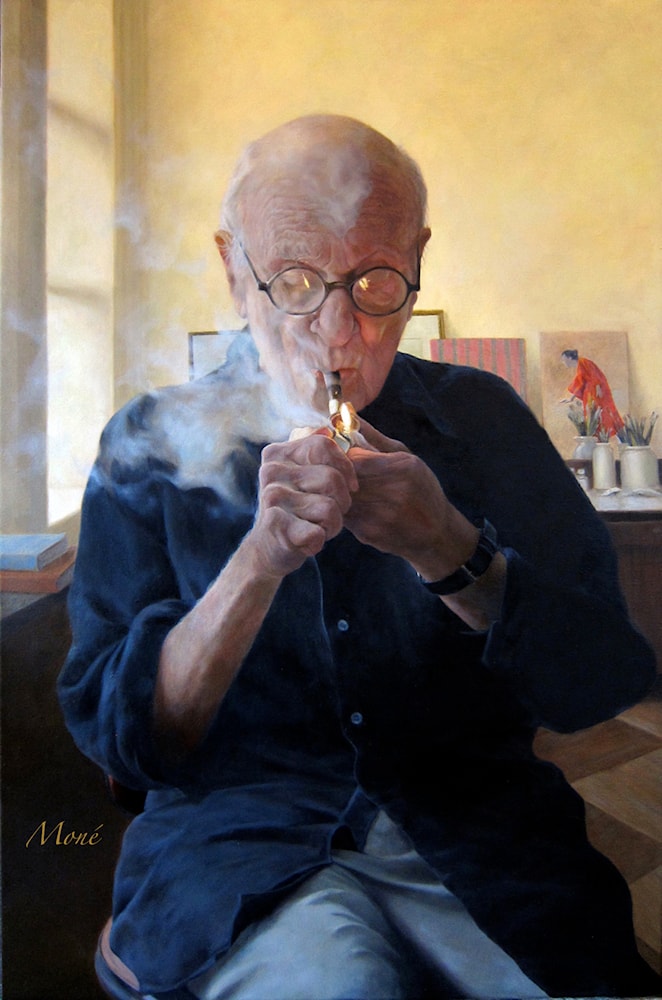 Blowing Smoke (Portrait of Aaron Shikler) 